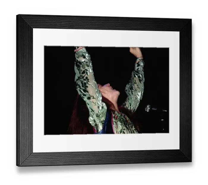 Framed Print : Janis Joplin on Stage With Arms in Air Framed Print : Janis Joplin on Stage With Arms in Air