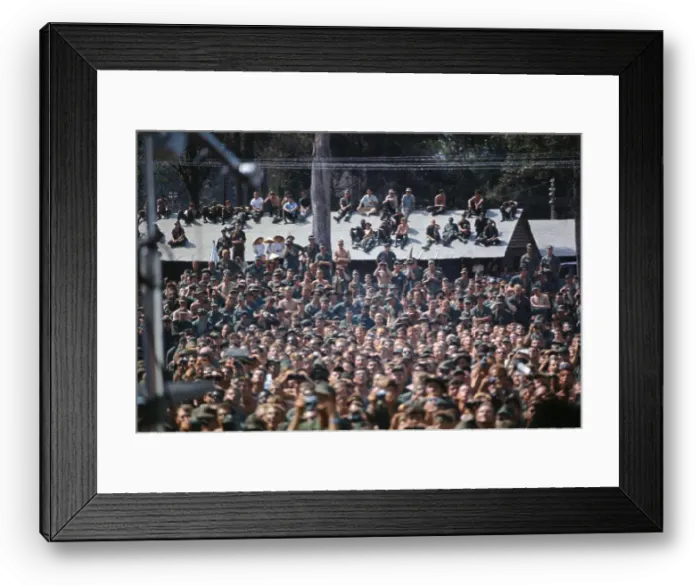 Framed Print : Military Audience Waiting for Bob Hope in Vietnam Framed Print : Military Audience Waiting for Bob Hope in Vietnam
