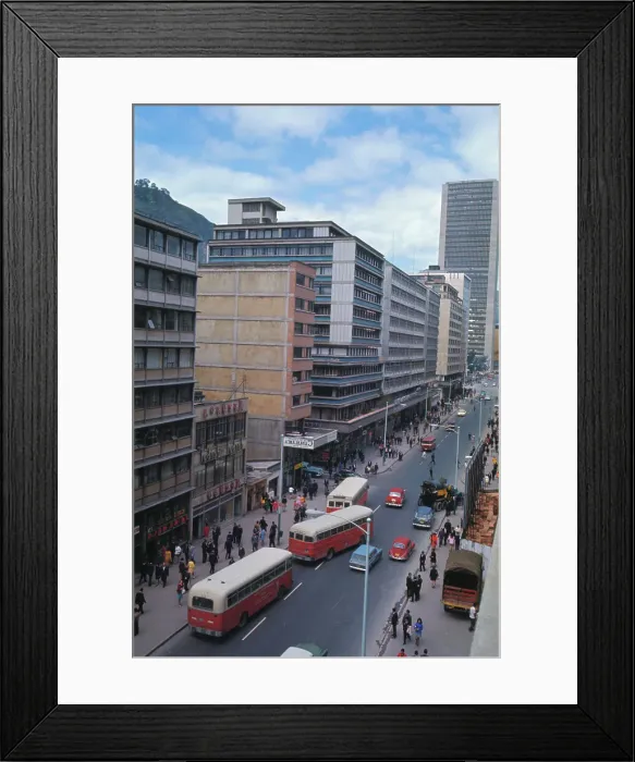 Framed Print : Traffic and Pedestrians on Modernized Street Framed Print : Traffic and Pedestrians on Modernized Street