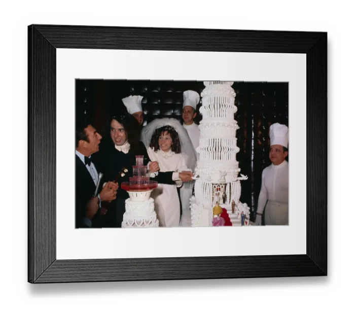 Framed Print : Tiny Tim and Bride at Wedding Cake