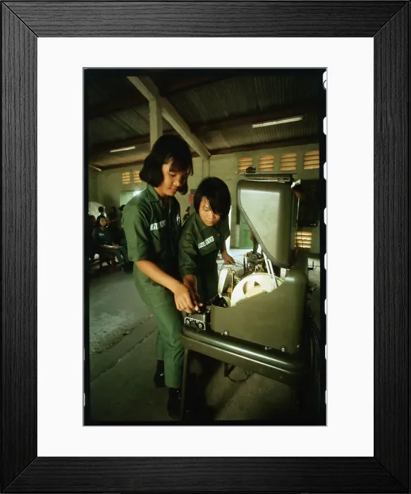 Framed Print : Female Soldiers Using Telephone Equipment Framed Print : Female Soldiers Using Telephone Equipment