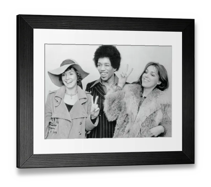 Framed Print : Jimi Hendrix and Friends Giving Peace Sign Framed Print : Jimi Hendrix and Friends Giving Peace Sign