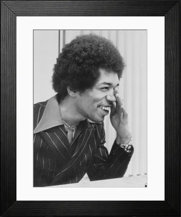 Framed Print : Portrait of Jimi Hendrix Smiling Framed Print : Portrait of Jimi Hendrix Smiling