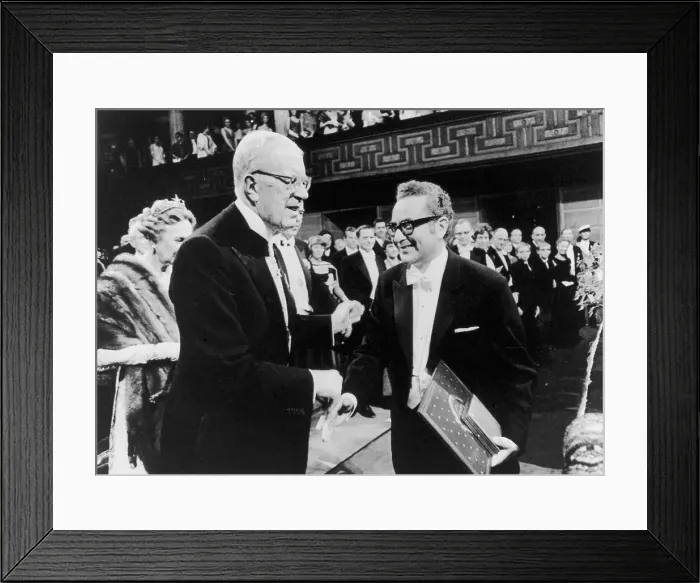 Framed Print : King Gustav VI Adolf of Sweden Awarding Nobel Prize to Murray Gell-Mann Framed Print : King Gustav VI Adolf of Sweden Awarding Nobel Prize to Murray Gell-Mann