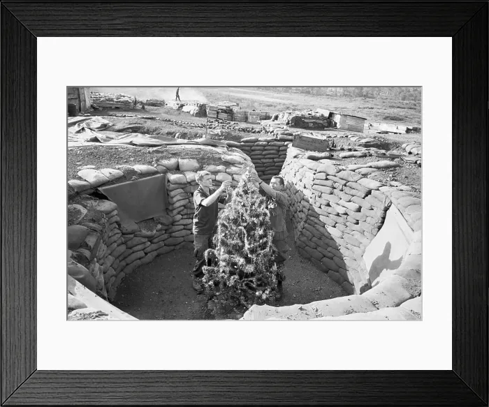 Framed Print : Soldiers with X-Mass Tree in Mortar Pit Framed Print : Soldiers with X-Mass Tree in Mortar Pit