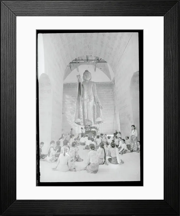 Framed Print : Buddhists Underneath Statue Framed Print : Buddhists Underneath Statue