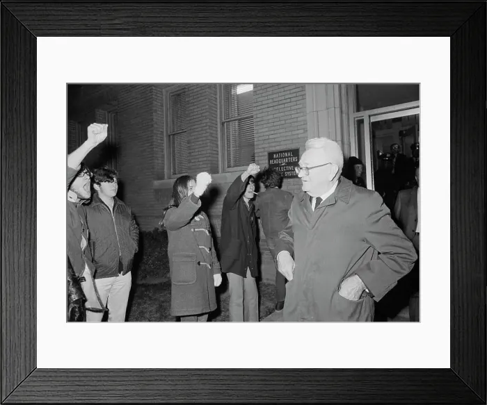 Framed Print : Lewis Hershey Greeted By Protesters