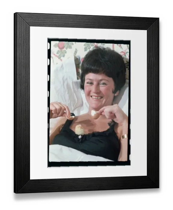 Framed Print : Erica Wallace with Hatched Chick Framed Print : Erica Wallace with Hatched Chick