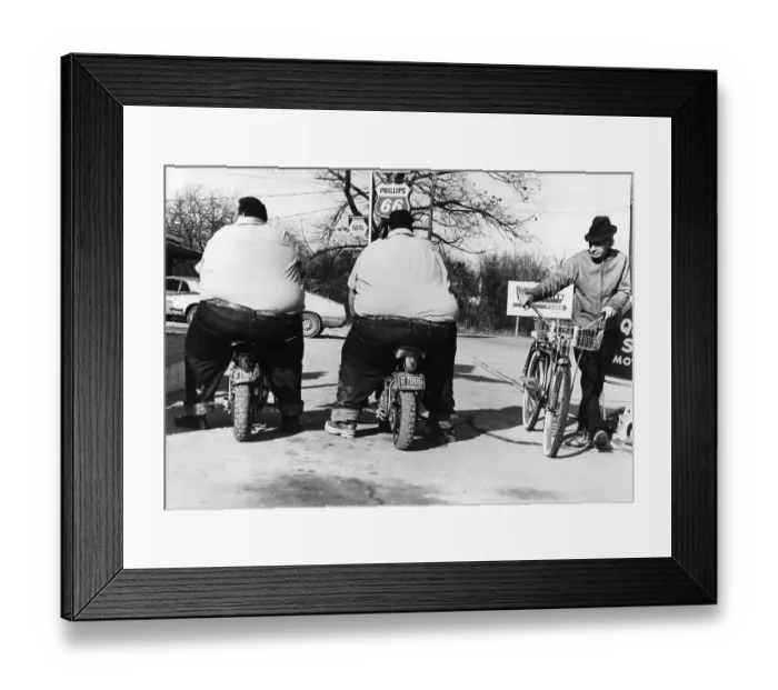 Framed Print : Obese Twins on Motorbikes Framed Print : Obese Twins on Motorbikes