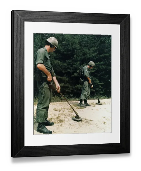 Framed Print : Soldiers Using Light Weight Mine Detectors Framed Print : Soldiers Using Light Weight Mine Detectors