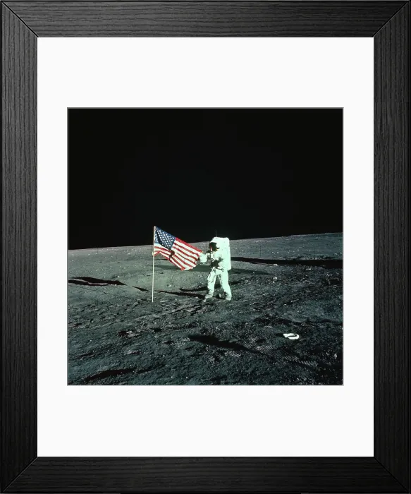 Framed Print : Astronaut Unfurling a United States Flag on the Moon Framed Print : Astronaut Unfurling a United States Flag on the Moon