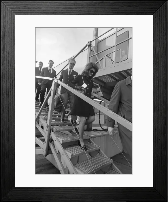 Framed Print : Jacqueline Kennedy Comes Off Of Plane Framed Print : Jacqueline Kennedy Comes Off Of Plane
