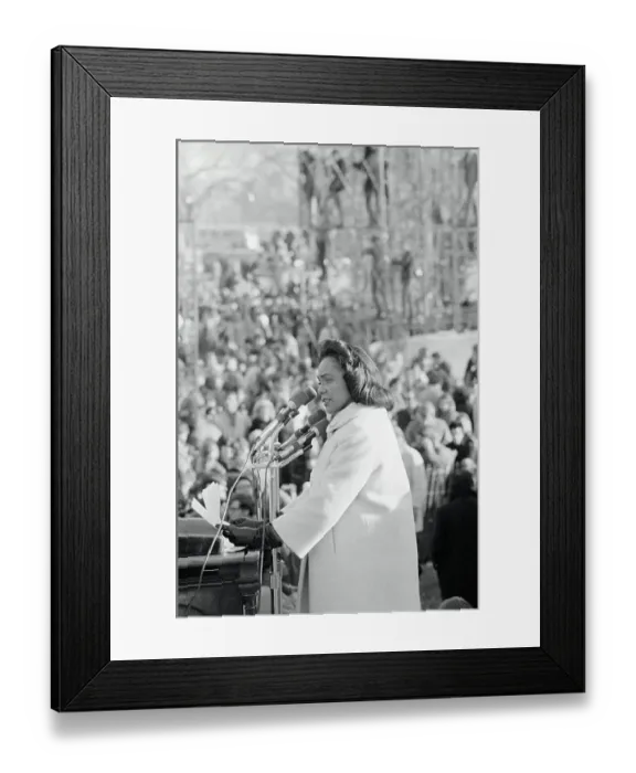 Framed Print : Coretta Scott King Speaking at Microphones Framed Print : Coretta Scott King Speaking at Microphones