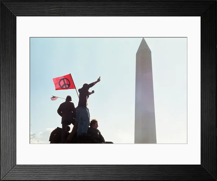 Framed Print : Demonstrators Waving Peace Flag Framed Print : Demonstrators Waving Peace Flag