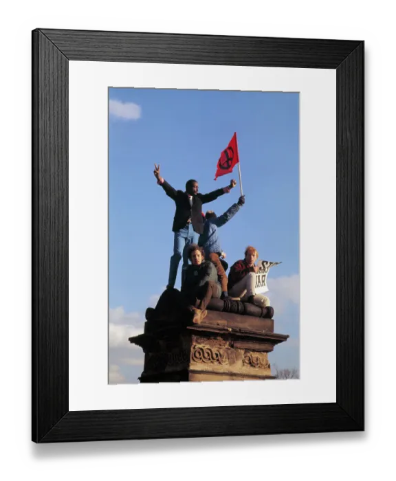 Framed Print : Demonstrators Waving Peace Flag