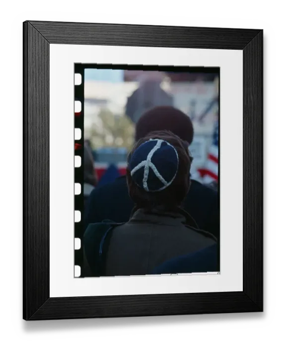 Framed Print : Anti-War Demonstrator Wearing Peace Hat Framed Print : Anti-War Demonstrator Wearing Peace Hat