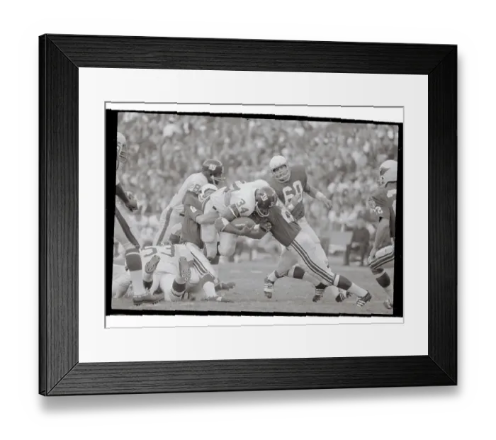 Framed Print : Junior Coffey, Larry Wilson and Jerry Stovia in Football Tackle