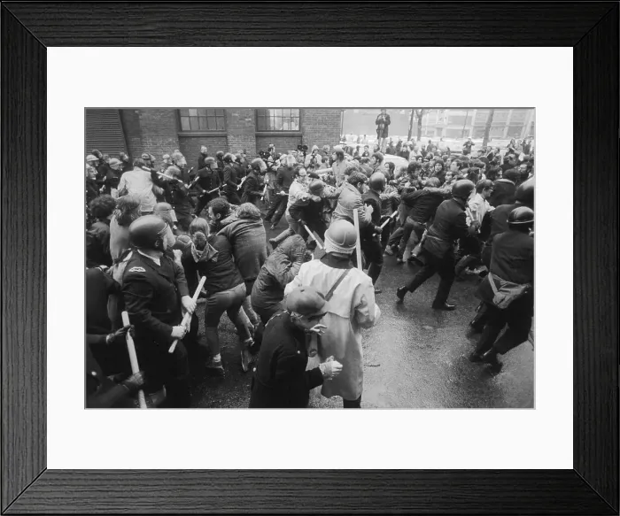 Framed Print : Demonstrators and Police Clash at M.I.T