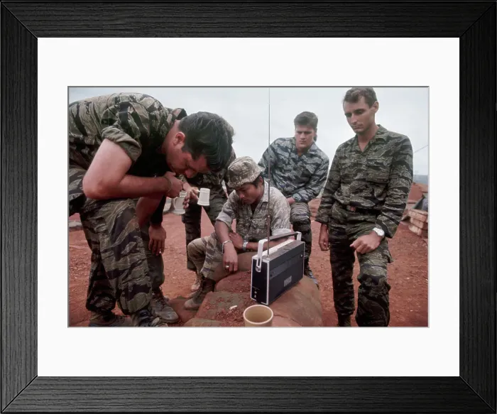 Framed Print : Soldiers Listening to Portable Radios Framed Print : Soldiers Listening to Portable Radios