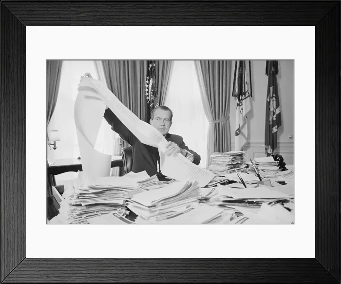 Framed Print : President Nixon Holding Wire in the Oval Office Framed Print : President Nixon Holding Wire in the Oval Office