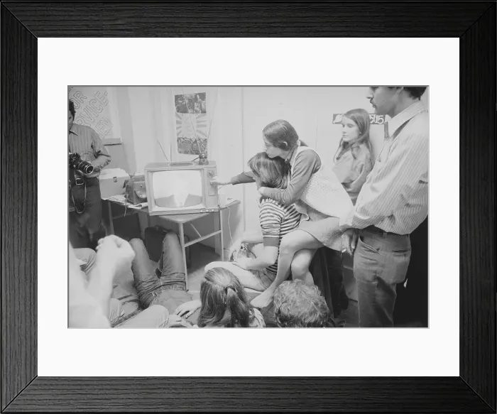 Framed Print : Activists Watching President Nixon on Television Framed Print : Activists Watching President Nixon on Television
