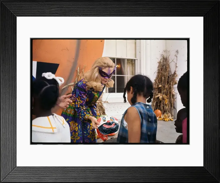 Framed Print : Tricia Nixon Greeting Halloween Guests Framed Print : Tricia Nixon Greeting Halloween Guests