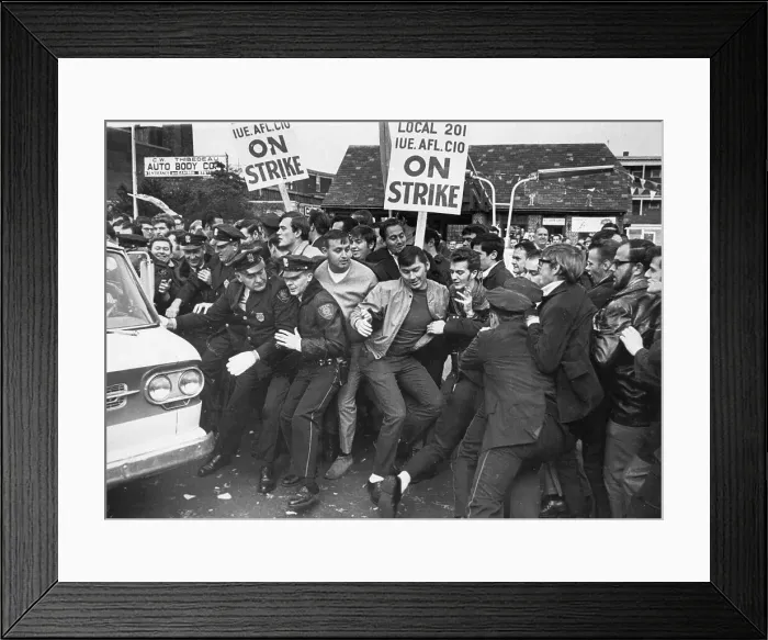 Framed Print : Police and General Electric Strikers in a Scuffle Framed Print : Police and General Electric Strikers in a Scuffle