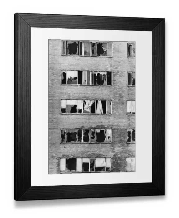 Framed Print : Broken Windows Due To Vandalism Framed Print : Broken Windows Due To Vandalism