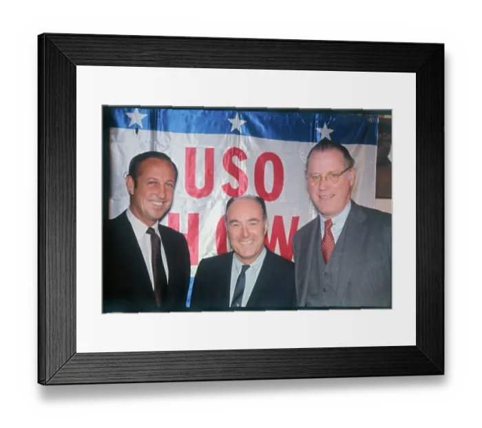 Framed Print : Sports Executives in Front on Flag