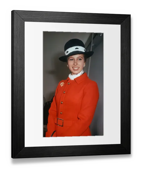 Framed Print : Princess Anne Wearing a Smart Hat and Red Coat Framed Print : Princess Anne Wearing a Smart Hat and Red Coat