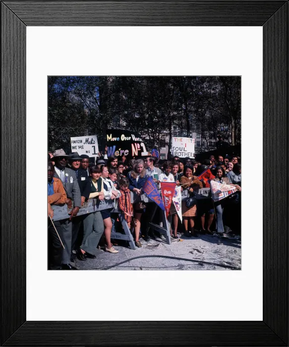 Framed Print : Mets Fans at Barricade Framed Print : Mets Fans at Barricade