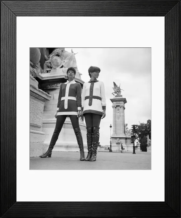 Framed Print : Models in Mini-Dresses with Knee Boots