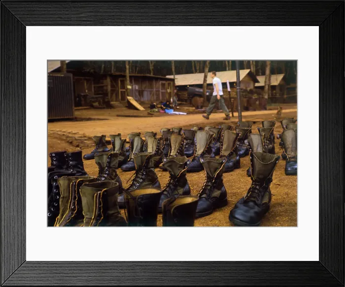 Framed Print : Military Boots in Rows Framed Print : Military Boots in Rows