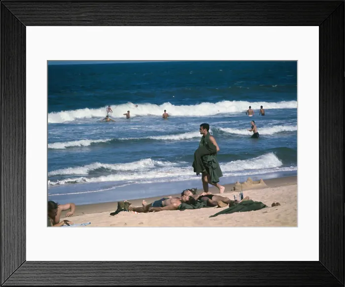 Framed Print : Soldiers Relaxing on a Beach Framed Print : Soldiers Relaxing on a Beach