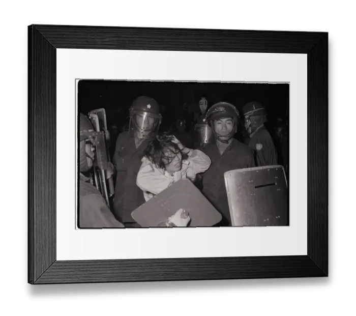 Framed Print : Tokyo Riot Police Subdue A Student