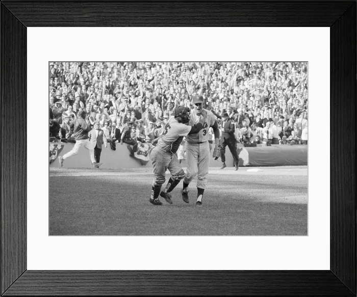 Framed Print : Nolan Ryan Being Congratulated by Catcher Framed Print : Nolan Ryan Being Congratulated by Catcher