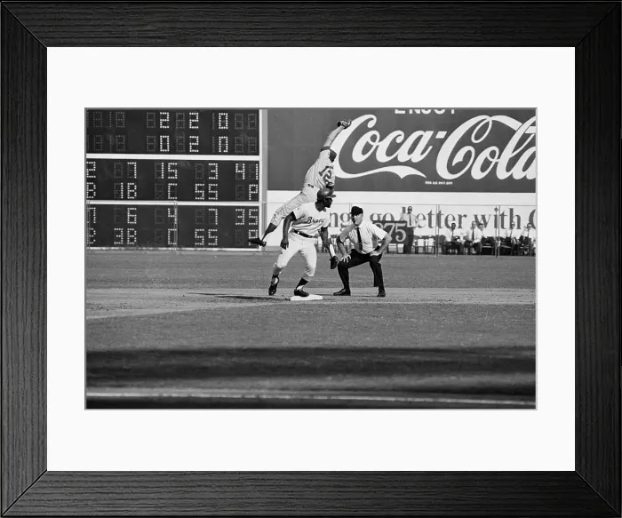 Framed Print : Rico Carty Standing Safe on Second During Baseball Game