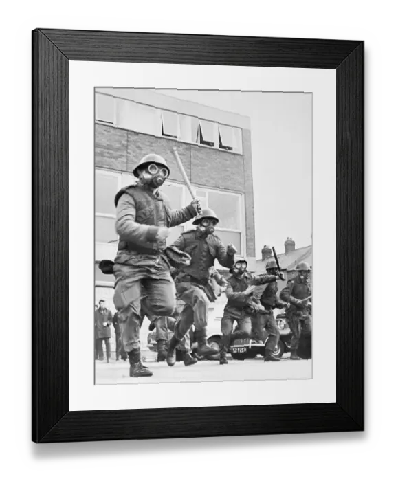 Framed Print : Riot Squad Charging Through Streets Framed Print : Riot Squad Charging Through Streets