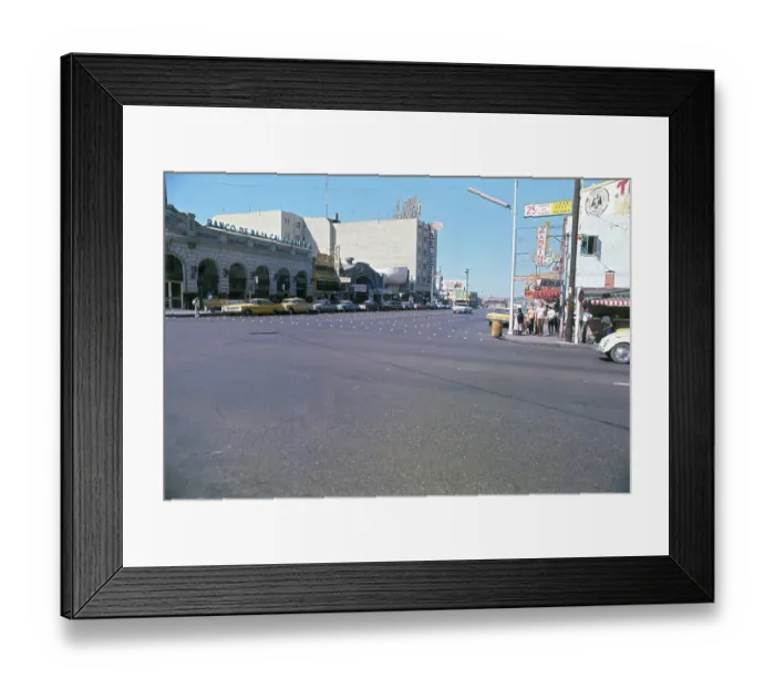 Framed Print : Street Scene with Few Automobiles Framed Print : Street Scene with Few Automobiles