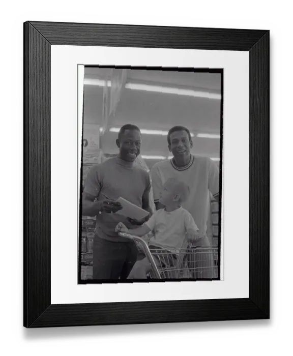 Framed Print : Baseball Greats Signing Autograph for Tot in Shopping Cart Framed Print : Baseball Greats Signing Autograph for Tot in Shopping Cart