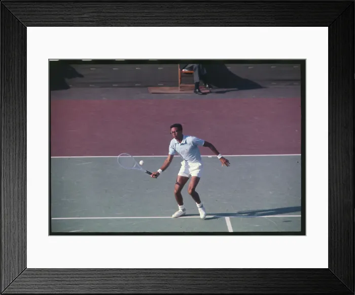 Framed Print : Arthur Ashe Delivering a Forehand Framed Print : Arthur Ashe Delivering a Forehand