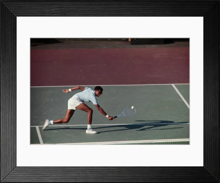 Framed Print : Tennis Player Arthur Ashe Lunging for the Ball Framed Print : Tennis Player Arthur Ashe Lunging for the Ball