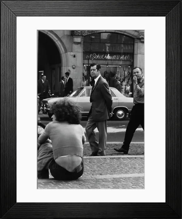 Framed Print : Man Glancing At Hippie Framed Print : Man Glancing At Hippie
