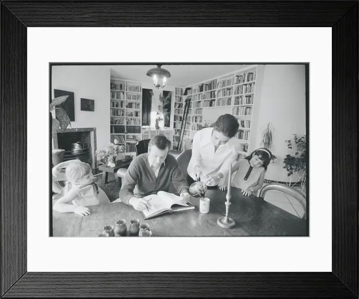 Framed Print : William Goldman and Family in Library