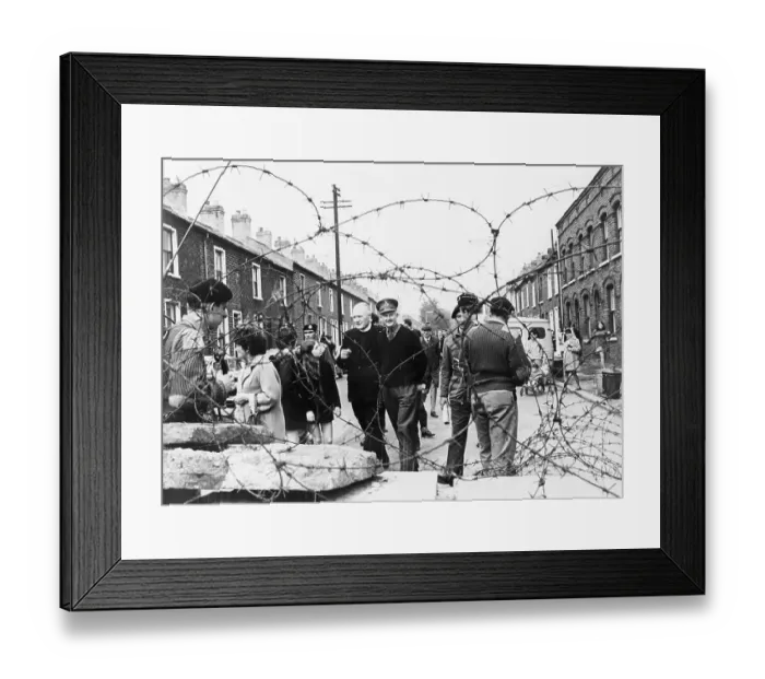 Framed Print : General Tony Dyball with Catholic Priest Inspecting Barricade Framed Print : General Tony Dyball with Catholic Priest Inspecting Barricade