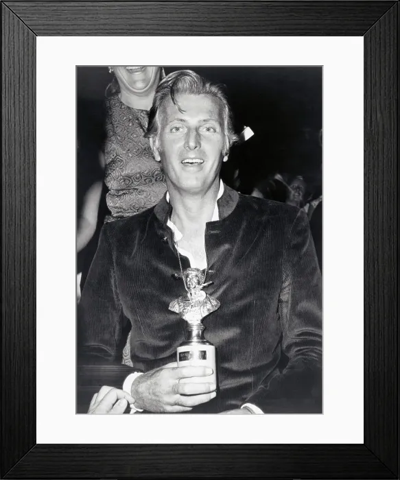 Framed Print : Portrait of French Designer Givenchy Holding Trophy Framed Print : Portrait of French Designer Givenchy Holding Trophy