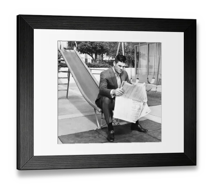 Framed Print : Pete Rose Reading Newspaper Framed Print : Pete Rose Reading Newspaper