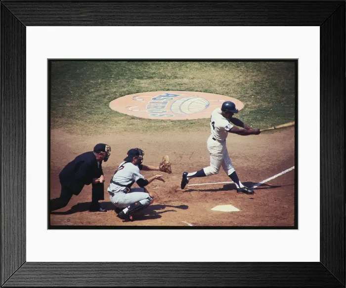 Framed Print : Hank Aaron Hitting the Ball Framed Print : Hank Aaron Hitting the Ball