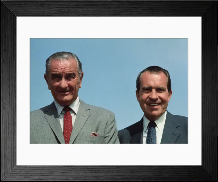 Framed Print : Richard Nixon Smiling with Lyndon B. Johnson Framed Print : Richard Nixon Smiling with Lyndon B. Johnson