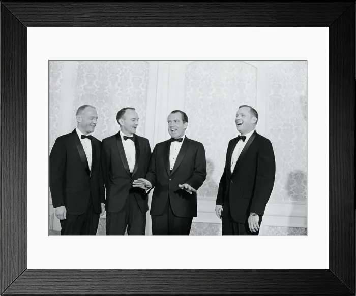 Framed Print : Richard Nixon Conversing with Astronauts Framed Print : Richard Nixon Conversing with Astronauts